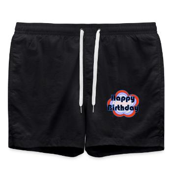 ALLES GUTE ZUM GEBURTSTAG. ALLES GUTE ZUM GEBURTSTAG. JAHRESTAG. - Badeshorts - Schwarz - Vorne - AI Model Male 185 light (185cm)