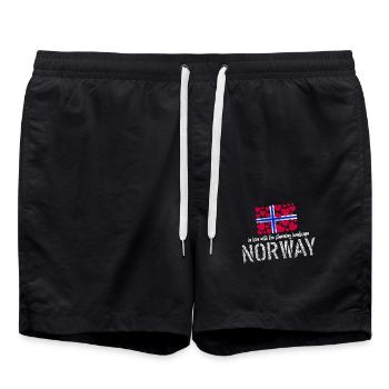 Norway norge - Badeshorts - Schwarz - Vorne - AI Model Male 185 light (185cm)