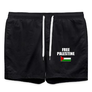 Free palestine - Short de bain - noir - Devant - AI Model Male 185 light (185cm)
