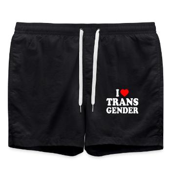 I love transgender trans - Badeshorts - Schwarz - Vorne - AI Model Male 185 light (185cm)