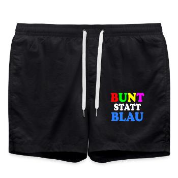 Bunt statt blau - Badeshorts - Schwarz - Vorne - AI Model Male 185 light (185cm)