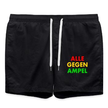 Alle gegen ampel - Badeshorts - Schwarz - Vorne - AI Model Male 185 light (185cm)