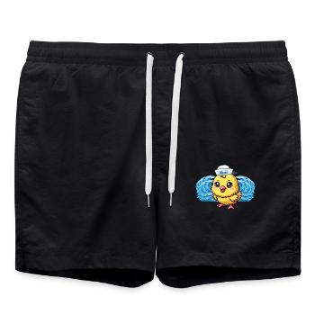 Seefahrer Seemann Küken maritim Matrose - Badeshorts - Schwarz - Vorne - AI Model Male 185 light (185cm)