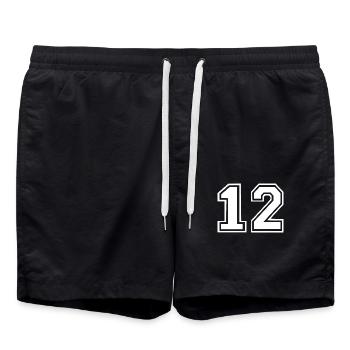 12 - Badeshorts - Schwarz - Vorne - AI Model Male 185 light (185cm)