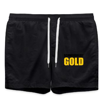schweigen ist gold - Badeshorts - Schwarz - Vorne - AI Model Male 185 light (185cm)