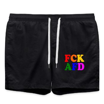 Fck afd - Badeshorts - Schwarz - Vorne - AI Model Male 185 light (185cm)