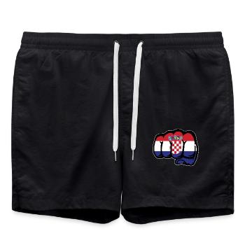 Croatia flag hand fist - Swim Trunks - black - Front - AI Model Male 185 light (185cm)