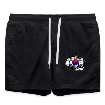 South Korea Flag Hand Fist Used - Swim Trunks - black - Front - AI Model Male 185 light (185cm)