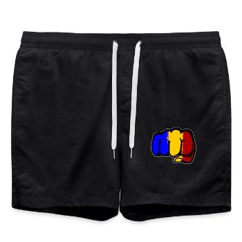Roumanie drapeau main poing - Short de bain - noir - Devant - AI Model Male 185 light (185cm)