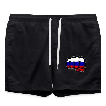 Drapeau de la Russie main poing - Short de bain - noir - Devant - AI Model Male 185 light (185cm)