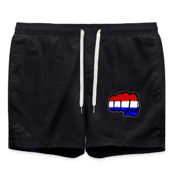 Drapeau de la Hollande poing à la main - Short de bain - noir - Devant - AI Model Male 185 light (185cm)