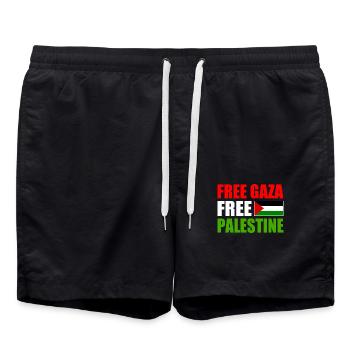 Free gaza free palestine - Swim Trunks - black - Front - AI Model Male 185 light (185cm)