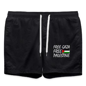 Free gaza Free palestine - Short de bain - noir - Devant - AI Model Male 185 light (185cm)