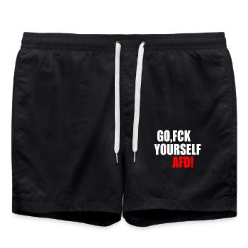go fuck yourself afd - fck afd - Badeshorts - Schwarz - Vorne - AI Model Male 185 light (185cm)
