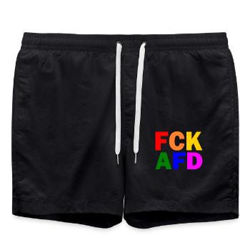 Fck afd - Badeshorts - Schwarz - Vorne - AI Model Male 185 light (185cm)