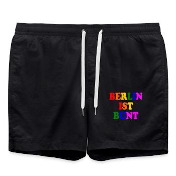 Berlin ist bunt - Badeshorts - Schwarz - Vorne - AI Model Male 185 light (185cm)