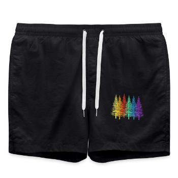 LGBT Sapin Arc-en-ciel Épicéa Forêt Arbres Arbre - Short de bain - noir - Devant - AI Model Male 185 light (185cm)