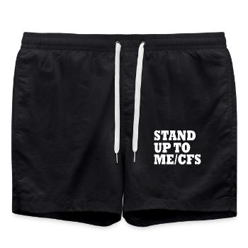 Me/cfs - Stand up to mecfs - Badeshorts - Schwarz - Vorne - AI Model Male 185 light (185cm)