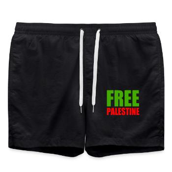 Free palestine - Short de bain - noir - Devant - AI Model Male 185 light (185cm)