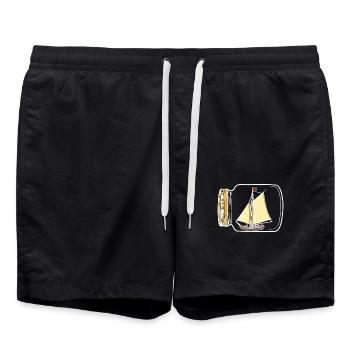 Voilier, Marin, Nautique, Côte, Yacht, Bateau - Short de bain - noir - Devant - AI Model Male 185 light (185cm)