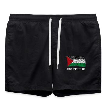 Free Palestine - Swim Trunks - black - Front - AI Model Male 185 light (185cm)