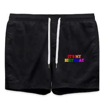 It's my birthday - Badeshorts - Schwarz - Vorne - AI Model Male 185 light (185cm)