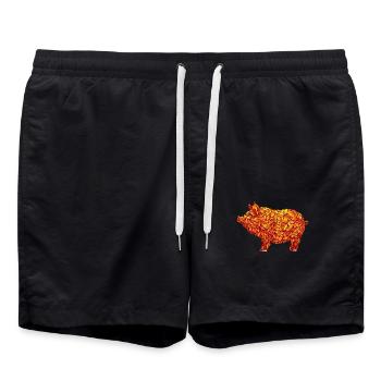 Schwein aus Herbstlaub Herbstschwein - Badeshorts - Schwarz - Vorne - AI Model Male 185 light (185cm)
