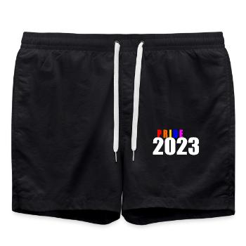 Pride 2023 - Badeshorts - Schwarz - Vorne - AI Model Male 185 light (185cm)