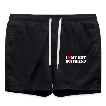 i love my hot boyfriend - Swim Trunks - black - Front - AI Model Male 185 light (185cm)