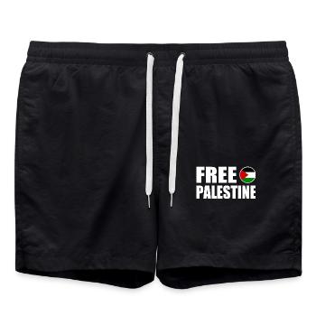 Free palestine - Short de bain - noir - Devant - AI Model Male 185 light (185cm)