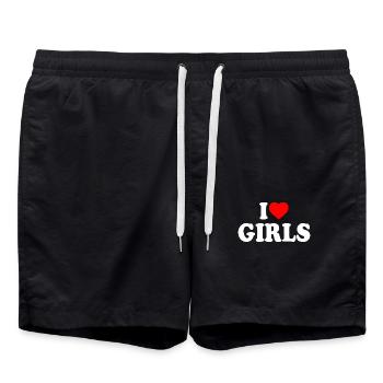 I love girls - Short de bain - noir - Devant - AI Model Male 185 light (185cm)