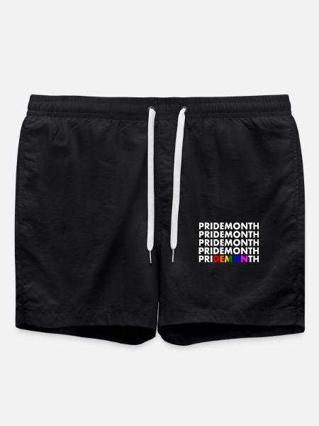 pride month demon - Swim Trunks - black