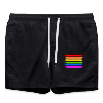 Regenbogen Regenbogenfahne - Badeshorts - Schwarz - Vorne - AI Model Male 185 light (185cm)