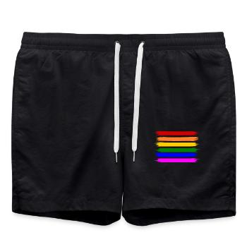 rainbow flag - Swim Trunks - black - Front - AI Model Male 185 light (185cm)