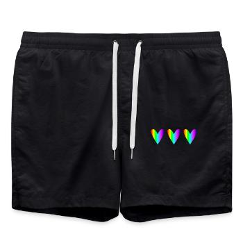 HERZ. HEILIGER VALENTINSTAG. Junggesellinnenabschied. ICH LIEBE DICH. ICH LIEBE DICH - Badeshorts - Schwarz - Vorne - AI Model Male 185 light (185cm)
