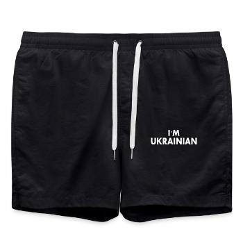 I m ukrainian - Short de bain - noir - Devant - AI Model Male 185 light (185cm)