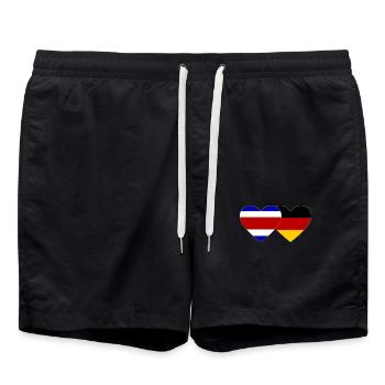 Costa Rica Deutschland Herz Flagge - Badeshorts - Schwarz - Vorne - AI Model Male 185 light (185cm)