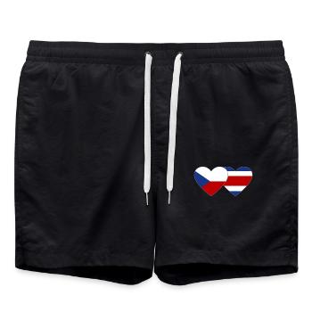 Tschechien Costa Rica Flagge Herz - Badeshorts - Schwarz - Vorne - AI Model Male 185 light (185cm)