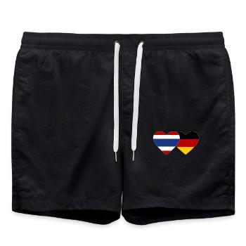 Thailand Deutschland Flagge Herz - Badeshorts - Schwarz - Vorne - AI Model Male 185 light (185cm)