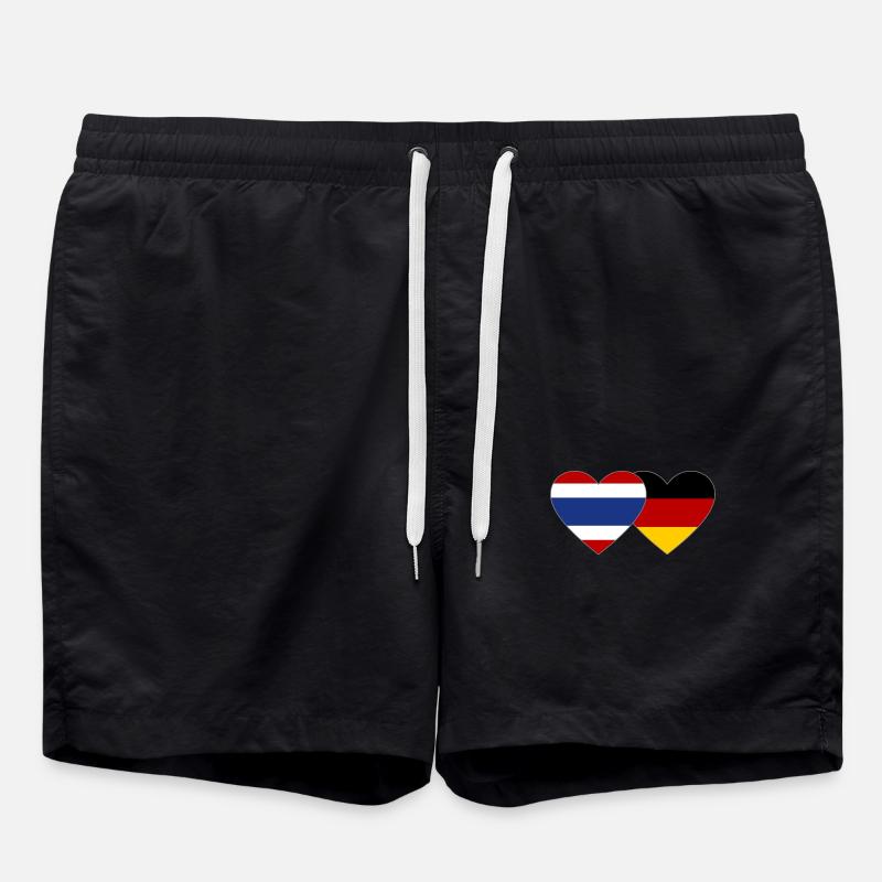 Thaïlande Allemagne Drapeau Coeur - Short de bain - noir