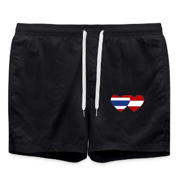 Thailand Österreich Flagge Herz - Badeshorts - Schwarz - Vorne - AI Model Male 185 light (185cm)