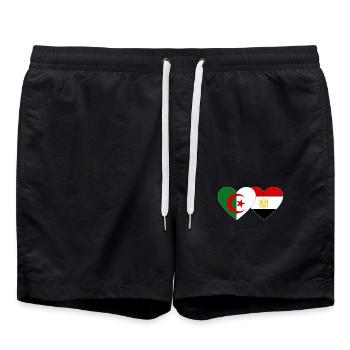 Algeria Egypt Flag Heart - Swim Trunks - black - Front - AI Model Male 185 light (185cm)