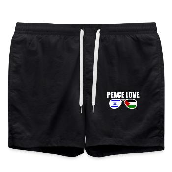 Peace and love for israel free palestine - Swim Trunks - black - Front - AI Model Male 185 light (185cm)