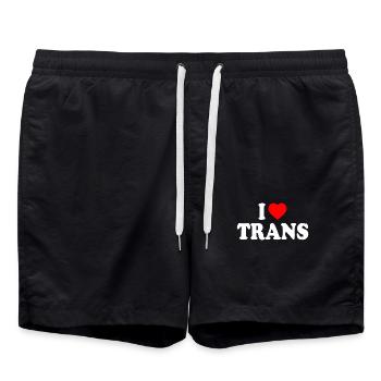 I love trans - Badeshorts - Schwarz - Vorne - AI Model Male 185 light (185cm)