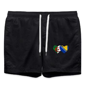 Algérie Bosnie drapeau coeur utilisé - Short de bain - noir - Devant - AI Model Male 185 light (185cm)