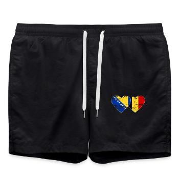 Bosnie Belgique drapeau coeur utilisé - Short de bain - noir - Devant - AI Model Male 185 light (185cm)