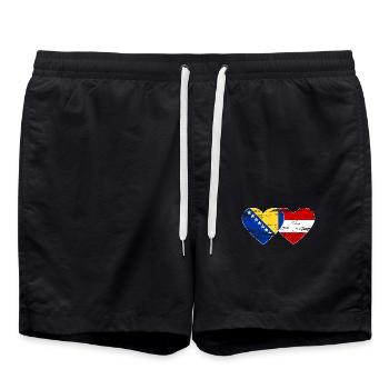 Bosnia Austria Flag Heart used - Swim Trunks - black - Front - AI Model Male 185 light (185cm)