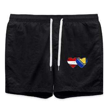 Bosnien Österreich Flagge Herz used - Badeshorts - Schwarz - Vorne - AI Model Male 185 light (185cm)