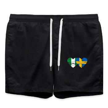 Drapeau Nigeria Suède coeur utilisé - Short de bain - noir - Devant - AI Model Male 185 light (185cm)