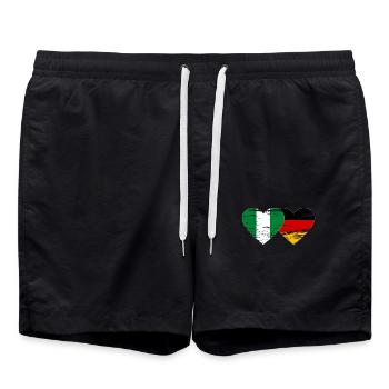 Drapeau Nigeria Allemagne coeur utilisé - Short de bain - noir - Devant - AI Model Male 185 light (185cm)
